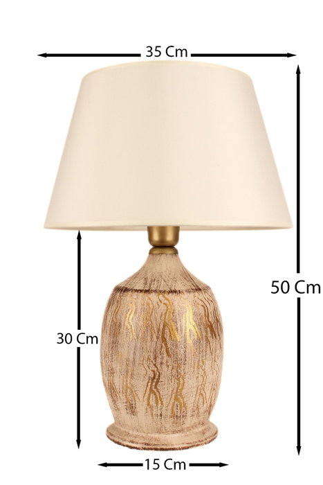 Opviq Lámpara de Mesa BK013 de Cerámica Beige